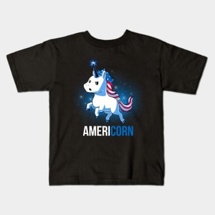Lovely Horse Unicorn American Flag Costume Gift Kids T-Shirt